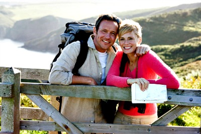 Romantic Couple Resting Before a Beach Hike